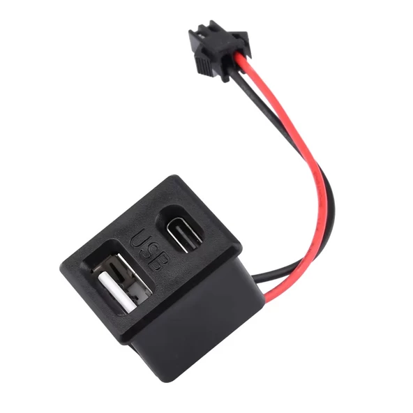 Type-C / Usb A Dişi Soket Kavisli 2 Pin 10cm Kablo Jst Çift Usb 5V 2A Panel Montaj Cep Tel Tablet - Resim 8