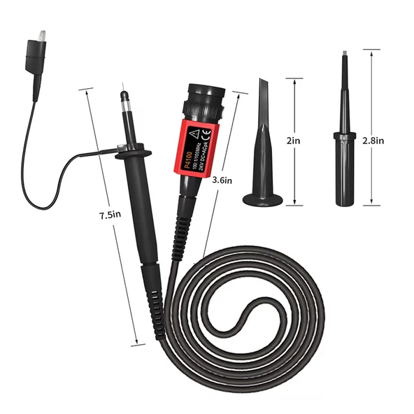 P4100 Yüksek Gerilim Osiloskop Probu 100MHz 100:1 Zayıflatma 2000 Volt 3.5ns Bnc 1 Mt. Rigol Owon - Resim 4