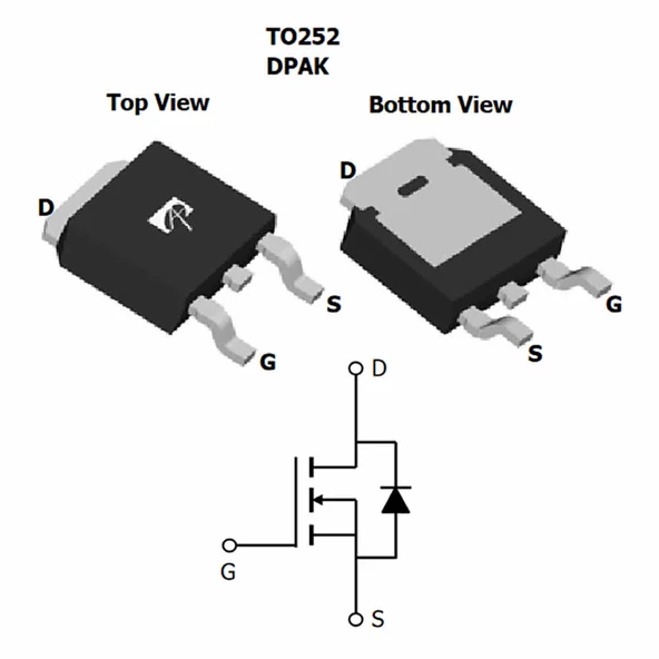 AOD4184A N Kanal Mosfet TO252 40V 13A ( 50A ) Güç Motor Sürücü Led Dimmer Pwm Anahtar Dc Çevici Reg - Resim 4