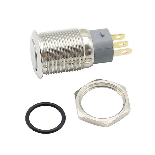 16mm Metal Panel Montaj Düz Kafa Latch Buton NO NC DC 6A 12V AC 3A 250V IP67 Su Geçirmez Düğme Star - 4