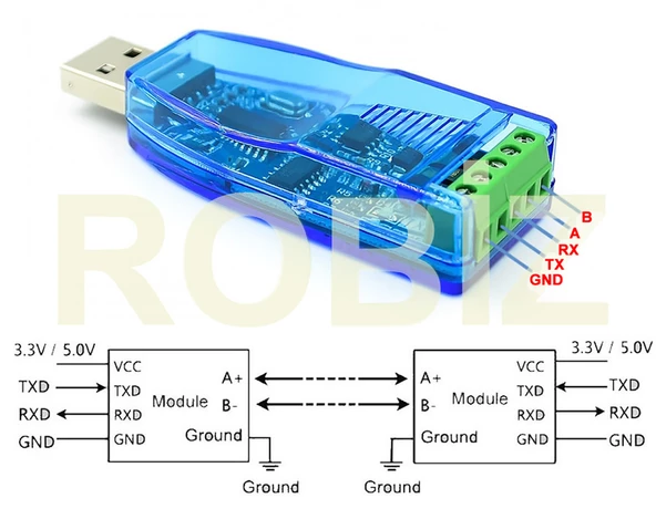USB to RS232 + RS485 Modül Kutulu Endüstriyel Tip Seri Port Sinyal Çevirici Haberleşme Otomasyon - Resim 8