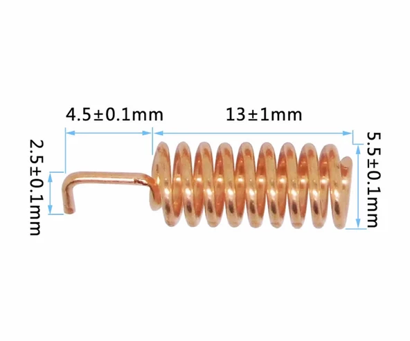 868Mhz Helical Yay Anten 2.15dBi Kazanç Rf Haberleşme Kablosuz İletişim Lehimlenebilir Tip Bakır - Resim 4
