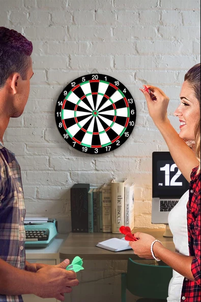 12 İnç Çift Taraflı Dart Tahtası Seti 6 Çelik Oklu Dart Hedef Tahtası Oyunu Takımı Dart Seti 518 - 7