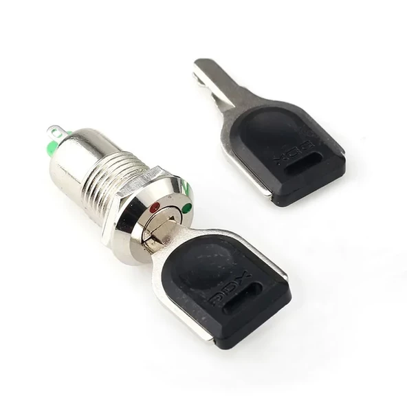 12mm Metal 2 Pin Anahtar Kontrollü Buton Panel Montaj ON OFF 1A AC 250V Güvenlik Kilit Elektronik - Resim 8