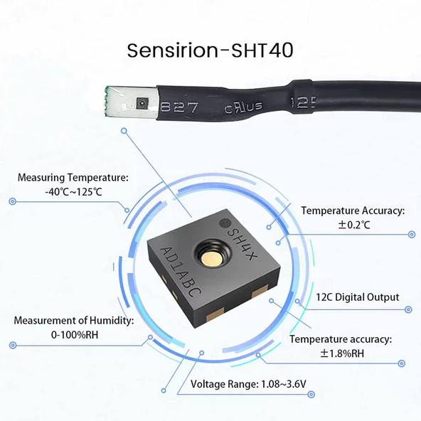 100cm Kablolu Su Geçirmez SHT40 I2C Sıcaklık ve Nem Sensörü -40C / 125C Dijital Klima Termostat - Resim 4