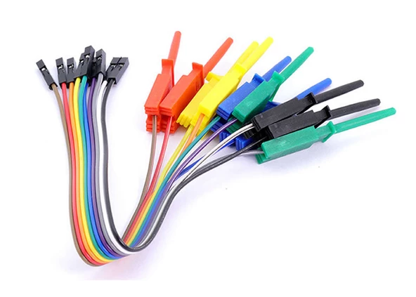 10 lu Dişi Dupont Kablolu Kanca Lojik Analizör Prob Mini Test Kancası Lehimsiz Tutucu Yakalayıcı - Resim 3