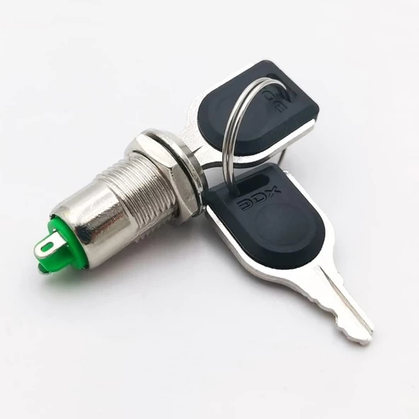 12mm Metal 2 Pin Anahtar Kontrollü Buton Panel Montaj ON OFF 1A AC 250V Güvenlik Kilit Elektronik - Resim 6