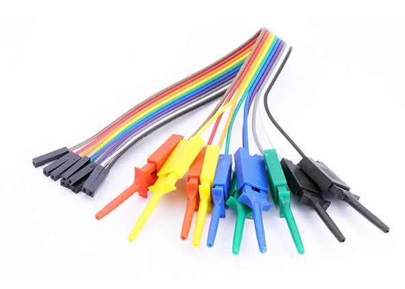 10 lu Dişi Dupont Kablolu Kanca Lojik Analizör Prob Mini Test Kancası Lehimsiz Tutucu Yakalayıcı - Resim 2