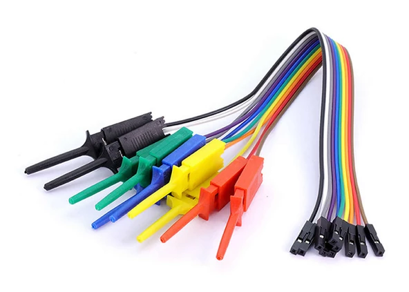 10 lu Dişi Dupont Kablolu Kanca Lojik Analizör Prob Mini Test Kancası Lehimsiz Tutucu Yakalayıcı - Resim 4