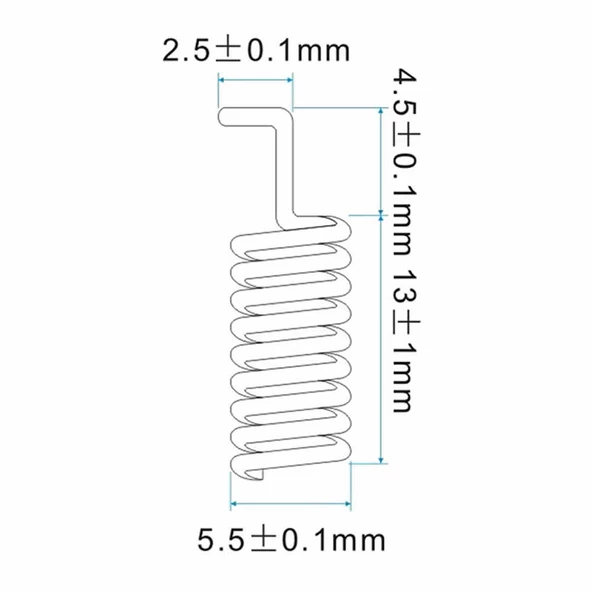868Mhz Helical Yay Anten 2.15dBi Kazanç Rf Haberleşme Kablosuz İletişim Lehimlenebilir Tip Bakır - Resim 5
