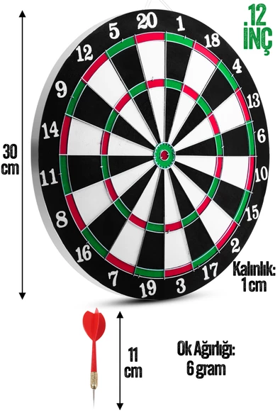 12 İnç Çift Taraflı Dart Tahtası Seti 6 Çelik Oklu Dart Hedef Tahtası Oyunu Takımı Dart Seti 518 - 4