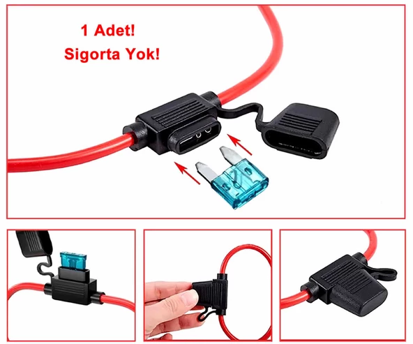 Standart Tip Araba Sigorta Tutucu Su Geçirmez Soket 26cm Kablolu Plastik IP67 Toz Nem Muhafaza - 5