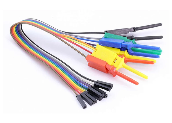 10 lu Dişi Dupont Kablolu Kanca Lojik Analizör Prob Mini Test Kancası Lehimsiz Tutucu Yakalayıcı - Resim 8