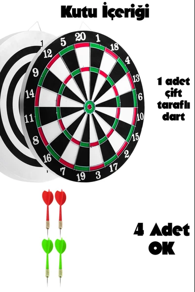12 İnç Çift Taraflı Dart Tahtası Seti 6 Çelik Oklu Dart Hedef Tahtası Oyunu Takımı Dart Seti 518 - 6