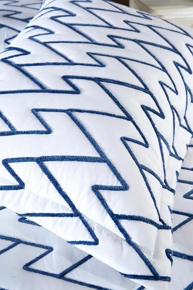 Maria Kapitoneli Tek Kişilik Yatak Örtüsü 180x240 Krem - Mavi - Resim 4