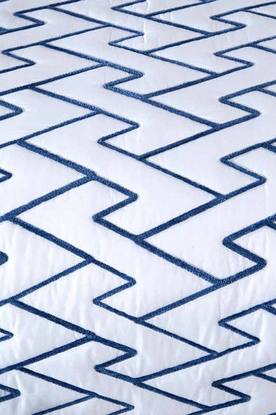 Maria Kapitoneli Tek Kişilik Yatak Örtüsü 180x240 Krem - Mavi - Resim 5