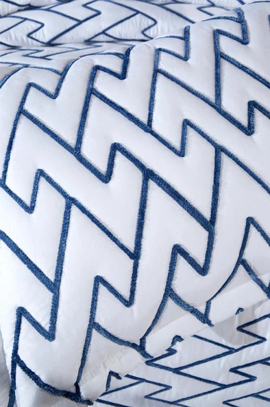 Maria Kapitoneli Tek Kişilik Yatak Örtüsü 180x240 Krem - Mavi - Resim 3