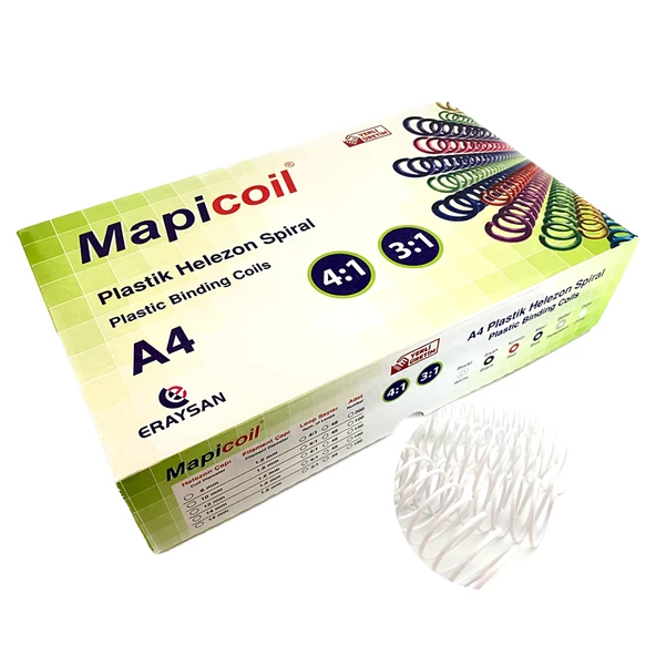 MAPİCOİL 4:1 PLASTİK HELEZON SPİRAL 12MM BEYAZ 100 AD. 48 LOP