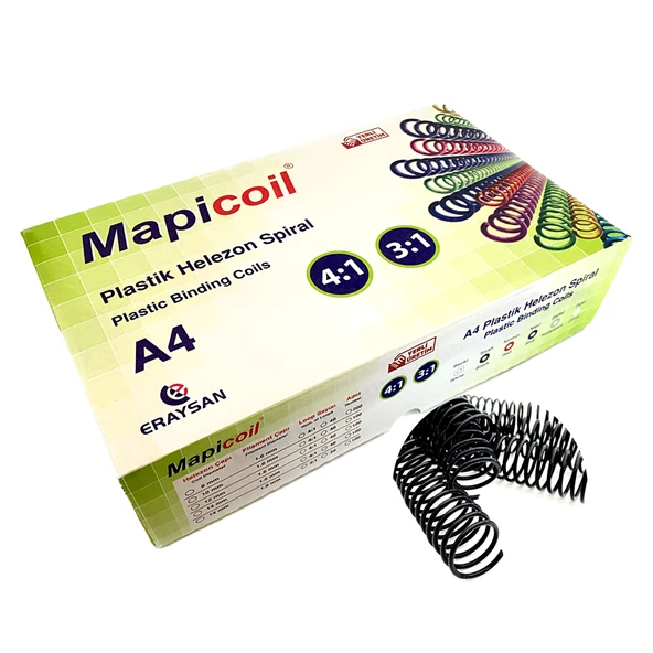 MAPİCOİL 4:1 PLASTİK HELEZON SPİRAL 10MM SİYAH 100 AD. 48 LOP