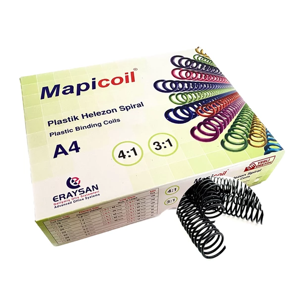MAPİCOİL 3:1 PLASTİK HELEZON SPİRAL 22MM SİYAH 50 AD. 36 LOP