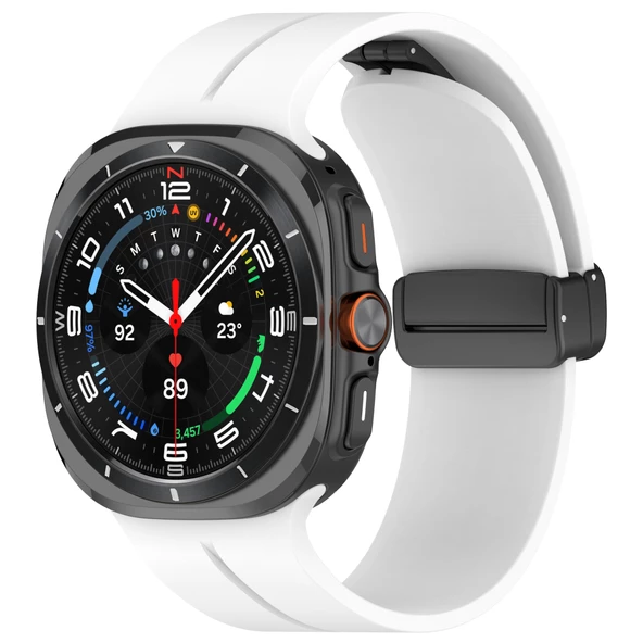 Samsung Galaxy Watch 7 Ultra 47mm Uyumlu Manyetik Mıknatıslı Band Silikon Kordon Kayış