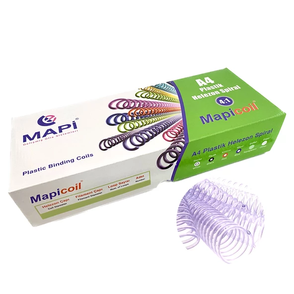 MAPİCOİL 4:1 PLASTİK HELEZON SPİRAL 6MM ŞEFFAF 200 AD. 48 LOP