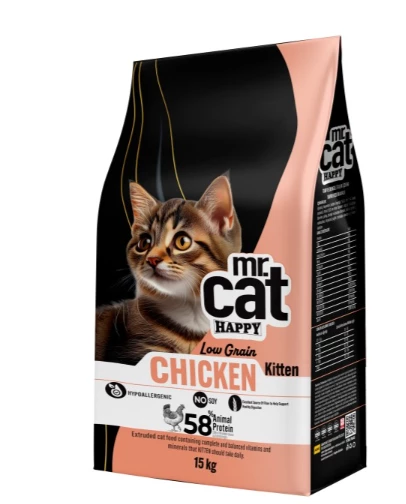 Mr. Cat Happy Tavuklu Yavru Kedi Maması 15 Kg