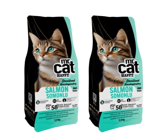 Mr. Cat Happy Kısırlaştırılmış Somonlu Kedi Maması 2x2,5 Kg