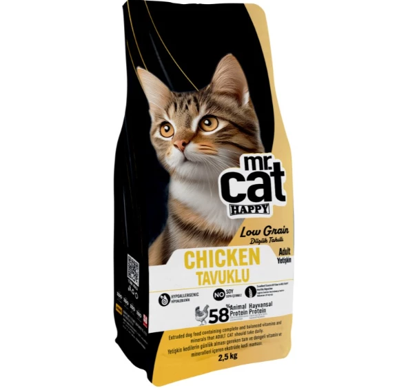 Mr. Cat Happy Low Grain Tavuklu Yetişkin Kedi Maması 2,5 Kg