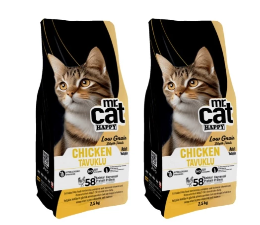 Mr. Cat Happy Low Grain Tavuklu Yetişkin Kedi Maması 2 X 2,5 Kg