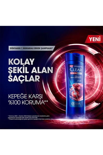 Clear Men Kepeğe Karşı Etkili Şampuan Hızlı Stil 2'si 1 Arada Kolay Şekil Alan Saçlar 350 ml x3 - 3