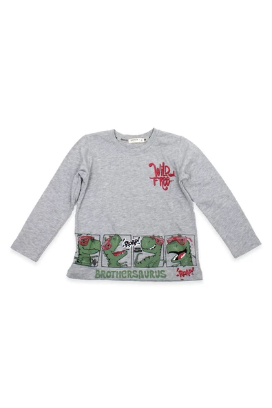 Erkek Çocuk Dinazor Baskılı Tshirt 20811 - Resim 5