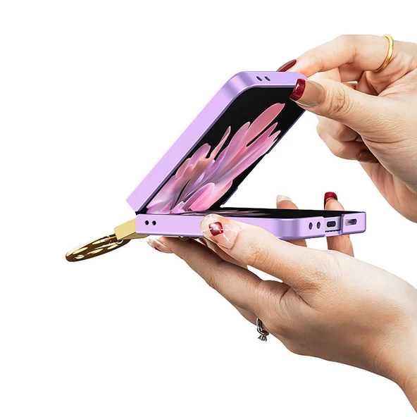 Samsung Galaxy Z Flip 6 Kılıf Z Harfli Yüzüklü Kıpta Kapak - Resim 4