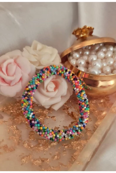 Karışık Renkli VİP Kum Boncuk Şık Tasarım Bileklik Çok Renkli Tek Ebat ürün görseli