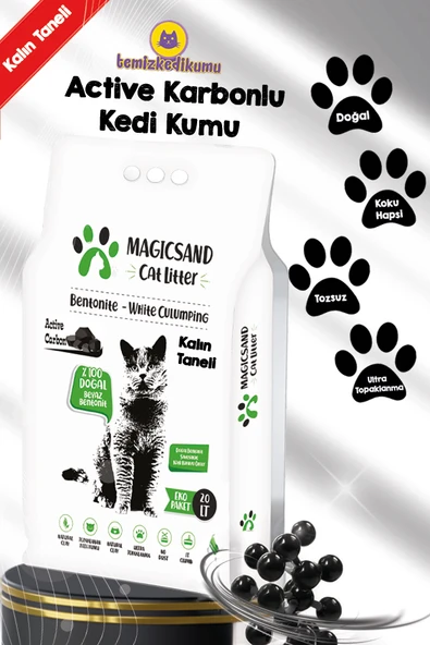 Cat Litter Active Carbon Kedi Kumu Kalın Taneli 20 Lt