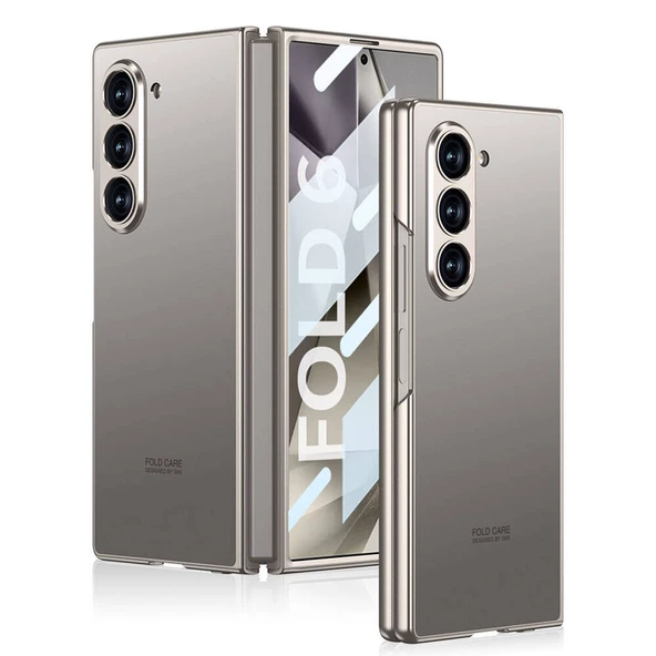 Samsung Galaxy Z Fold 6 Kılıf Titanyum Metal Tasarımlı Kıpta Caz Kapak