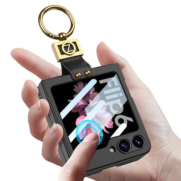 Samsung Galaxy Z Flip 6 Kılıf Z Harfli Yüzüklü Kıpta Kapak - Resim 10