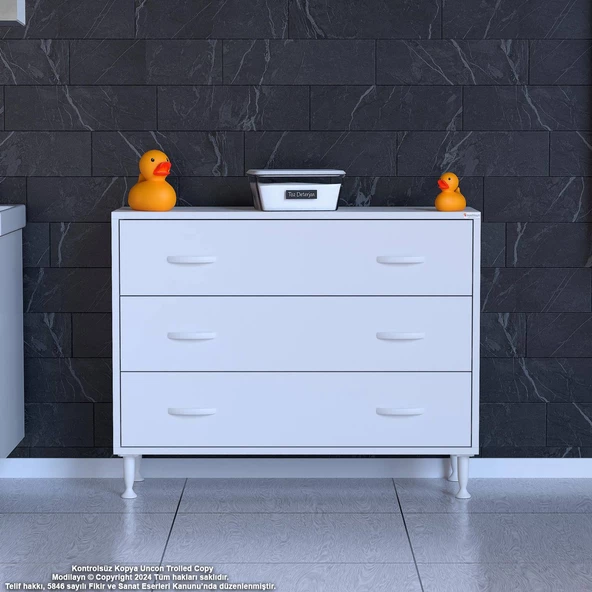 Modilayn SÖKE 90x75x32,5 cm’ lik 3 Çekmeceli 6 Gözlü Banyo Organizeri Maxi Çok Amaçlı Banyo dolabı - 3