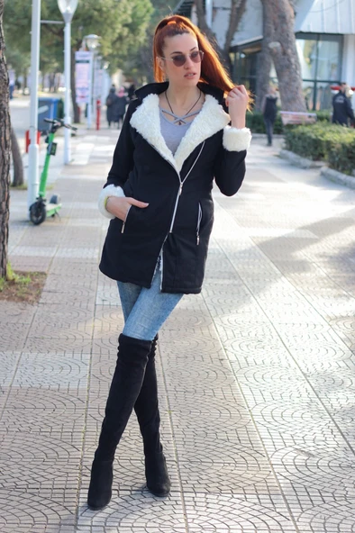 Kışlık Kaşmir Kaşe Kadın Kaban - Resim 6