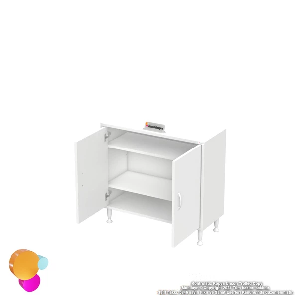 Modilayn SÖKE Küçük Alanlar İçin Akıllı Çözümler 85x75x32,5 cm’ lik 2 Kapaklı 3 Göz Raf Dolap - 7