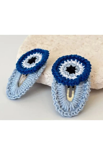 Nazar Boncuklu Çıtçıt Toka Tasarım Mavi mavi Tek Ebat ürün görseli