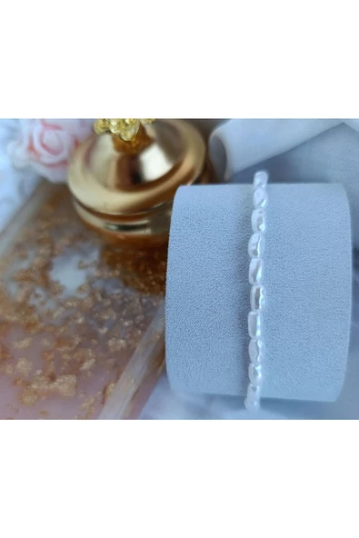 Arpa İncili Sade Bileklik Altın Kaplama gold S - Resim 2