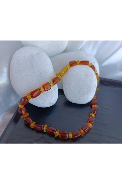 Hakiki Sıkma Kehribar Çocuk Kolyesi Kahverengi S - Resim 3