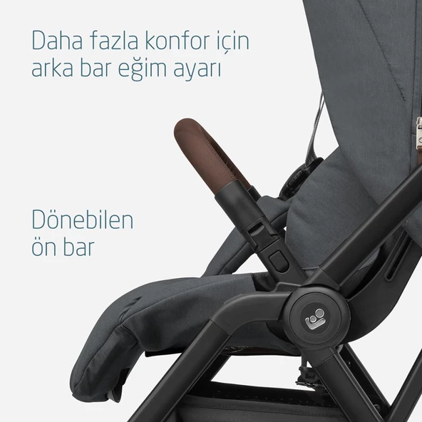 Maxi-Cosi Leona2 Çift Yönlü Uzatılabilir Sırt Desteği Tam Yatabilir Bebek Arabası Twillic Graphite - 11