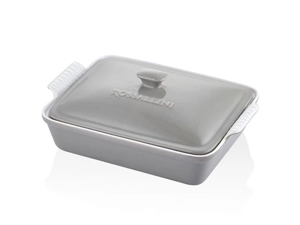 ROSSALLINI LIFE DİKDÖRTGEN KAPAKLI GRİ FIRIN KABI 33X23X7 CM