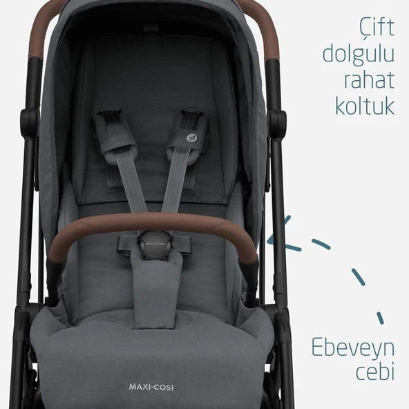 Maxi-Cosi Leona2 Çift Yönlü Uzatılabilir Sırt Desteği Tam Yatabilir Bebek Arabası Twillic Graphite - 10