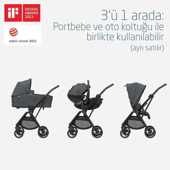 Maxi-Cosi Leona2 Çift Yönlü Uzatılabilir Sırt Desteği Tam Yatabilir Bebek Arabası Twillic Graphite - 4
