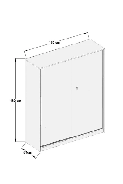AEKA Ae-4001 Zambak Sürgülü Dolap Çok Raflı Çekmeceli Askılı Beyaz Kasalı (Gri-Gri Kapaklı) Gardırop - 3