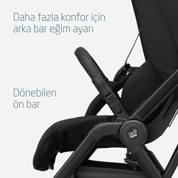 Maxi-Cosi Leona2 Çift Yönlü Uzatılabilir Sırt Desteği Tam Yatabilir Bebek Arabası Twillic Black - 11