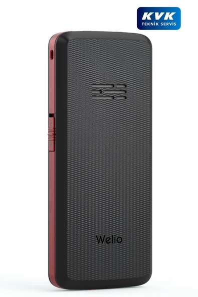 Welio WKey T100 Kamerasız Asker/Yaşlı Tuşlu Cep Telefonu Siyah/Kırmızı - 3